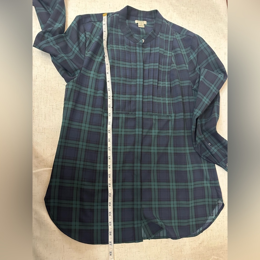 J.Crew Blue Green Plaid Button-Front Blouse – Women’s Size S - Picture 2 of 11